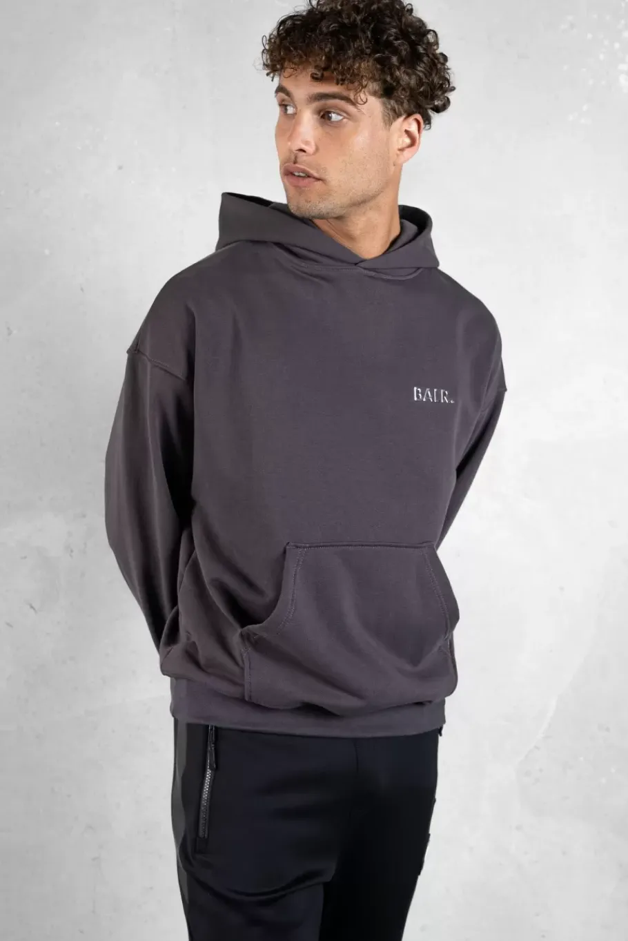 Hoodies^BALR. Joey Box Satin Hoodie Asphalt