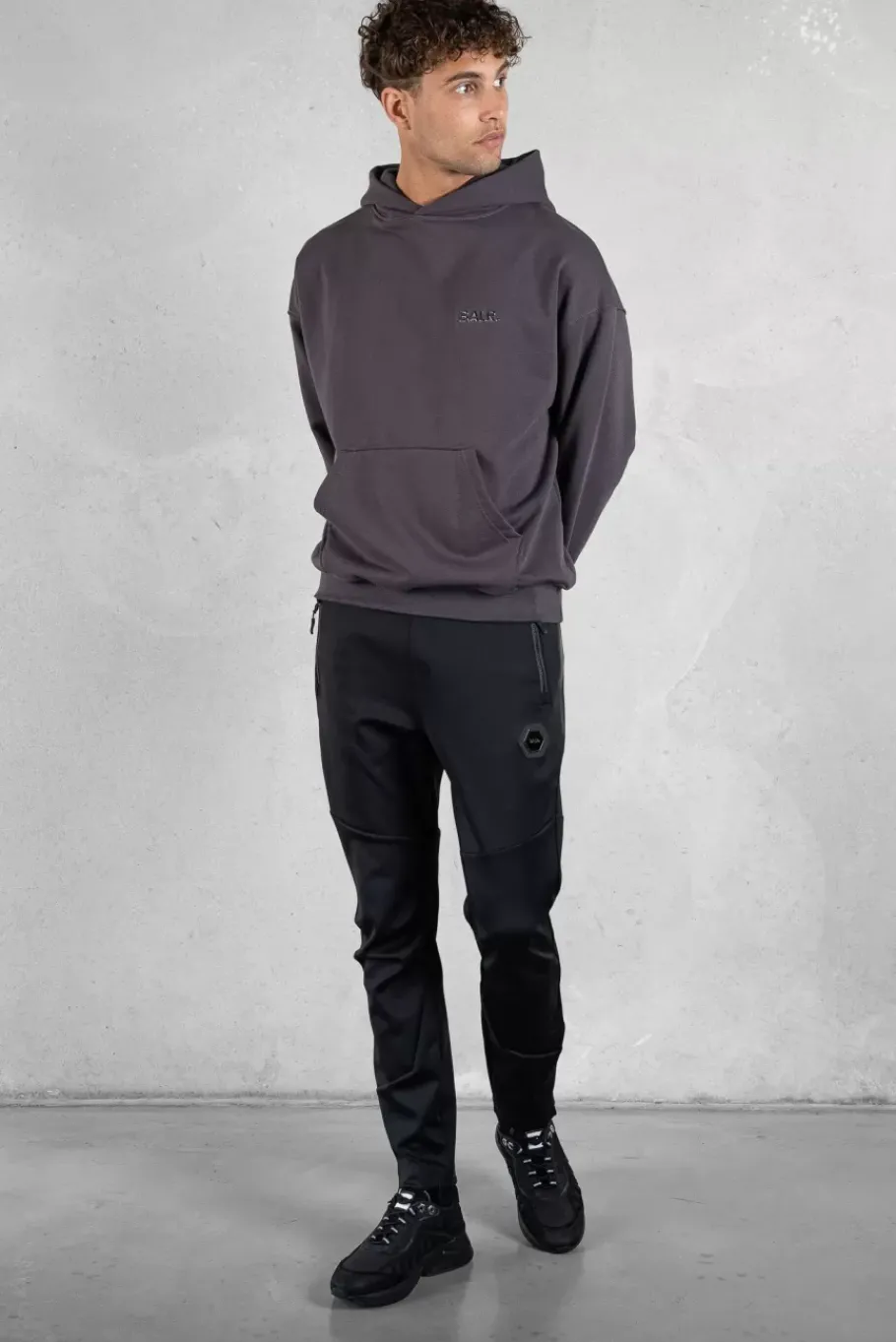 Hoodies^BALR. Joey Box Satin Hoodie Asphalt