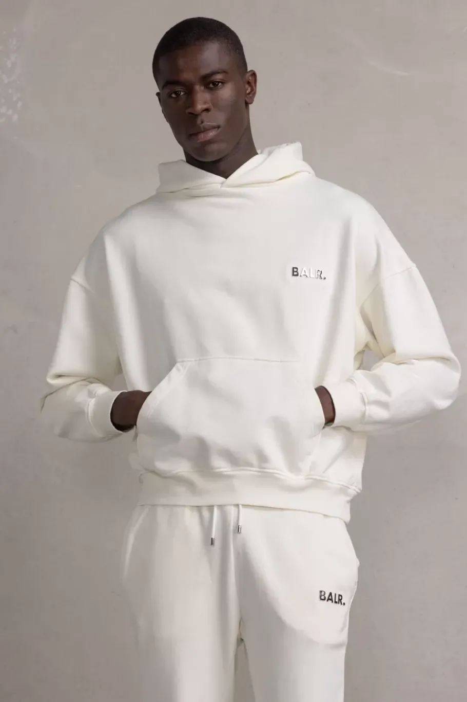 Hoodies^BALR. Joey Box Satin Hoodie Egret