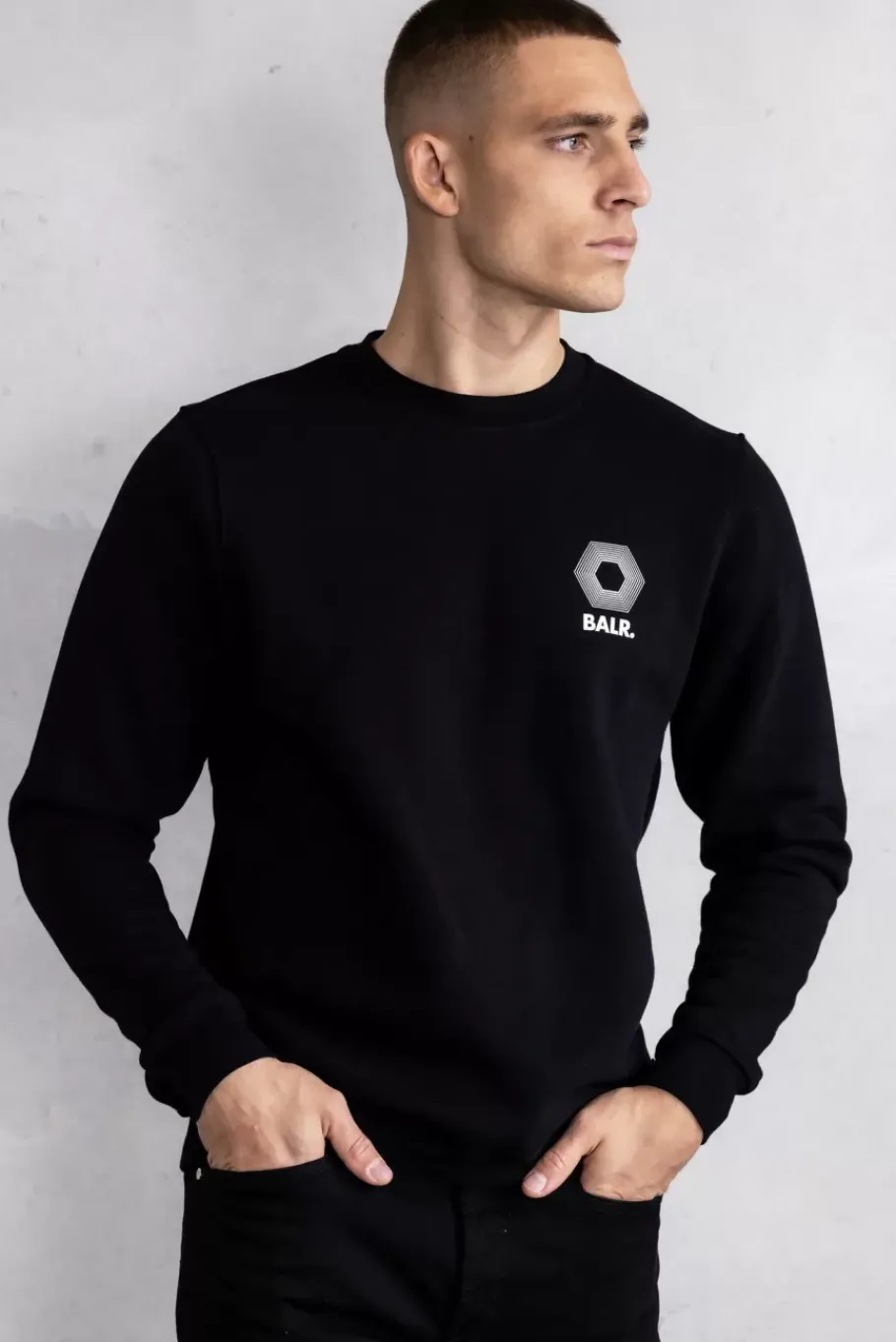 Sweatshirts^BALR. Olaf Straight H2S Hex Crewneck Jet Black