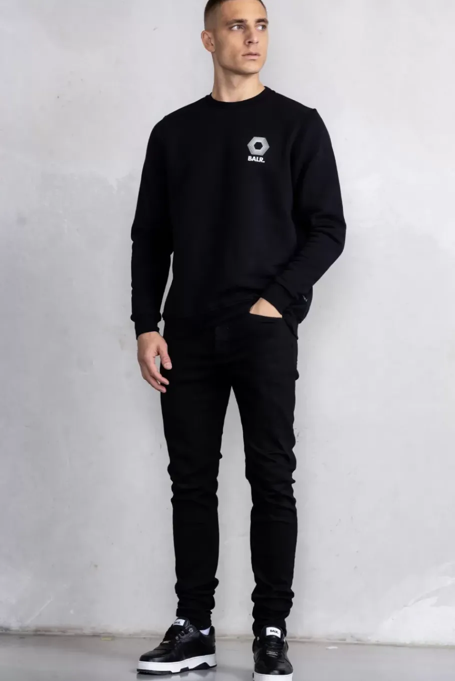 Sweatshirts^BALR. Olaf Straight H2S Hex Crewneck Jet Black