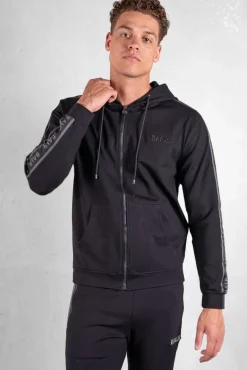 Sweatshirts^BALR. Q-Tape Zip Through Hoodie Jet Black
